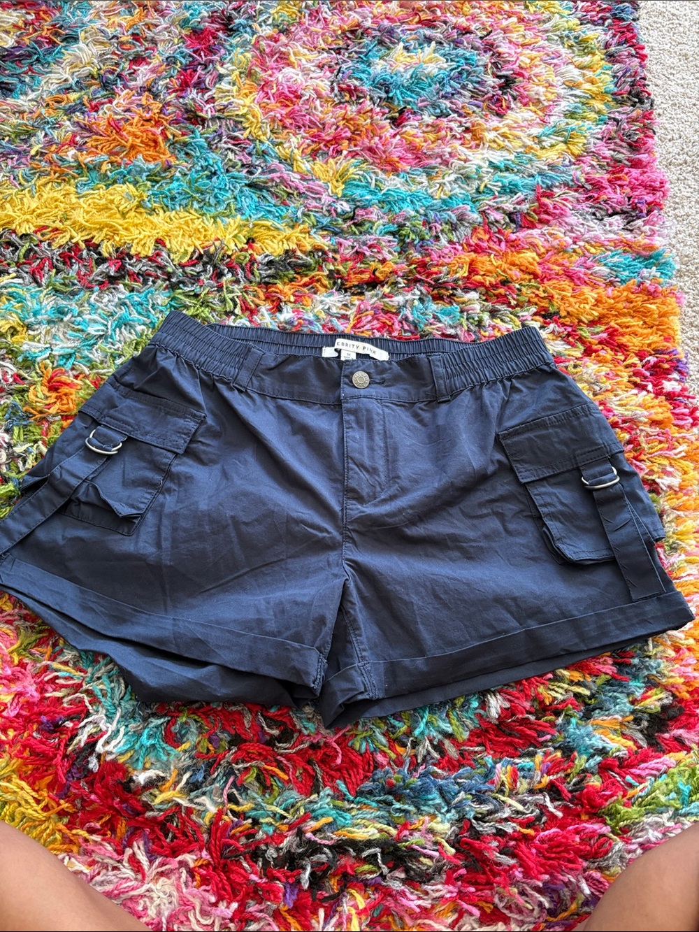 Celebrity Pink Navy Cargo Shorts with Pocket Detail